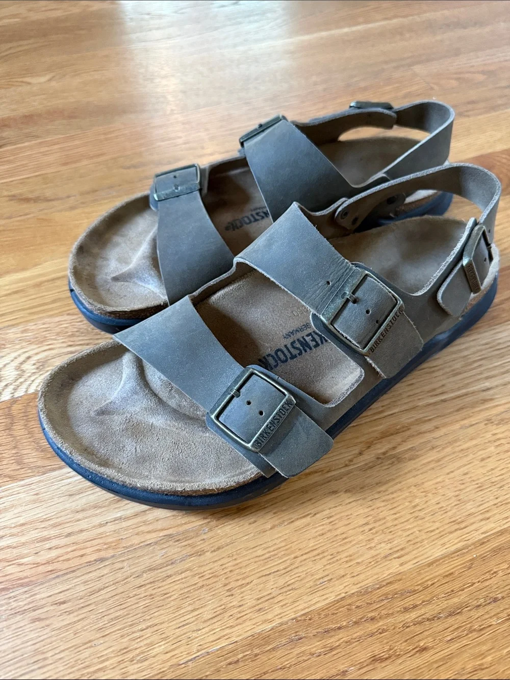 Birkenstock Three-Strap Sandals in Olive Brown
